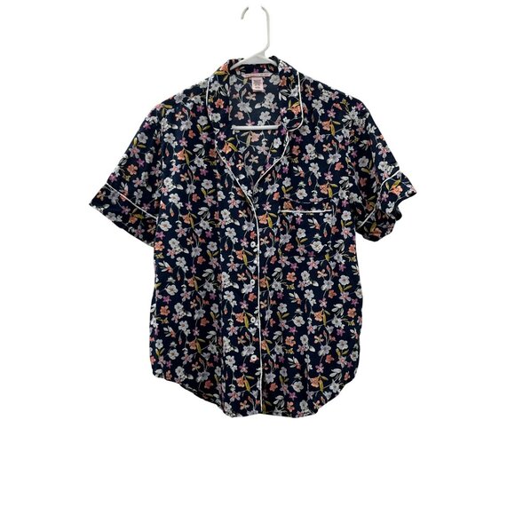 Victorias Secret Pajama Shorts Set Womens S Blue Floral Cotton Blend Used - Picture 2 of 16